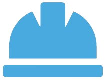 Blue hard hat icon for the skilled concrete crew at Plattsburgh Concrete