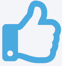 Blue thumbs up icon for happy Plattsburgh concrete customers