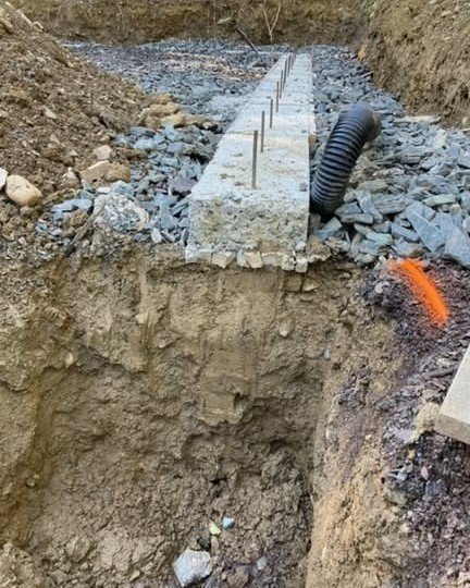 Concrete footing forms set for a building project in Plattsburgh, New York