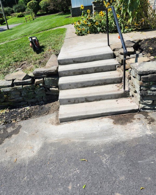 New concrete stairs built for a residential entryway in Plattsburgh, New York