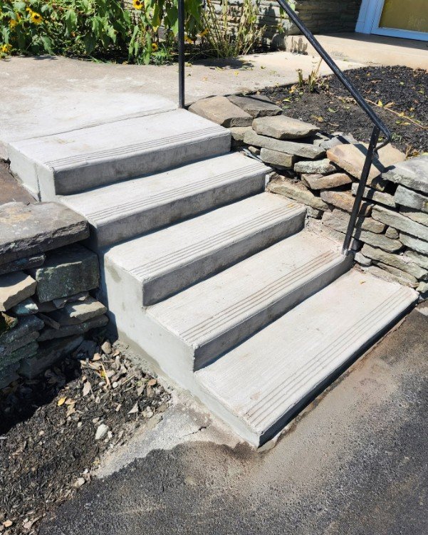 Concrete steps installation completed for a home in Plattsburgh, New York