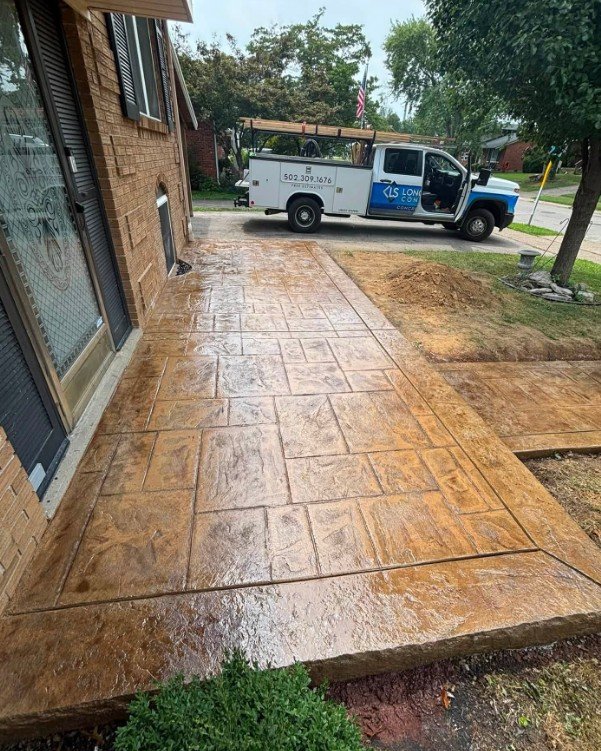Stamped concrete porch finished for a residence in Plattsburgh, New York